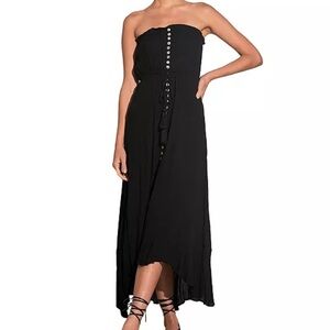 Elan Black Strapless Asymmetrical Sundress